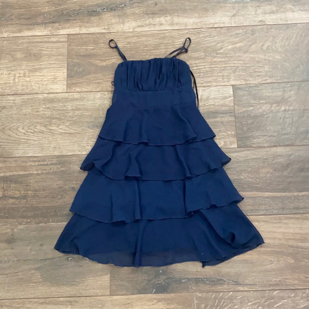 Girls 10 Blue Ruffled Un Deux Trois Dress